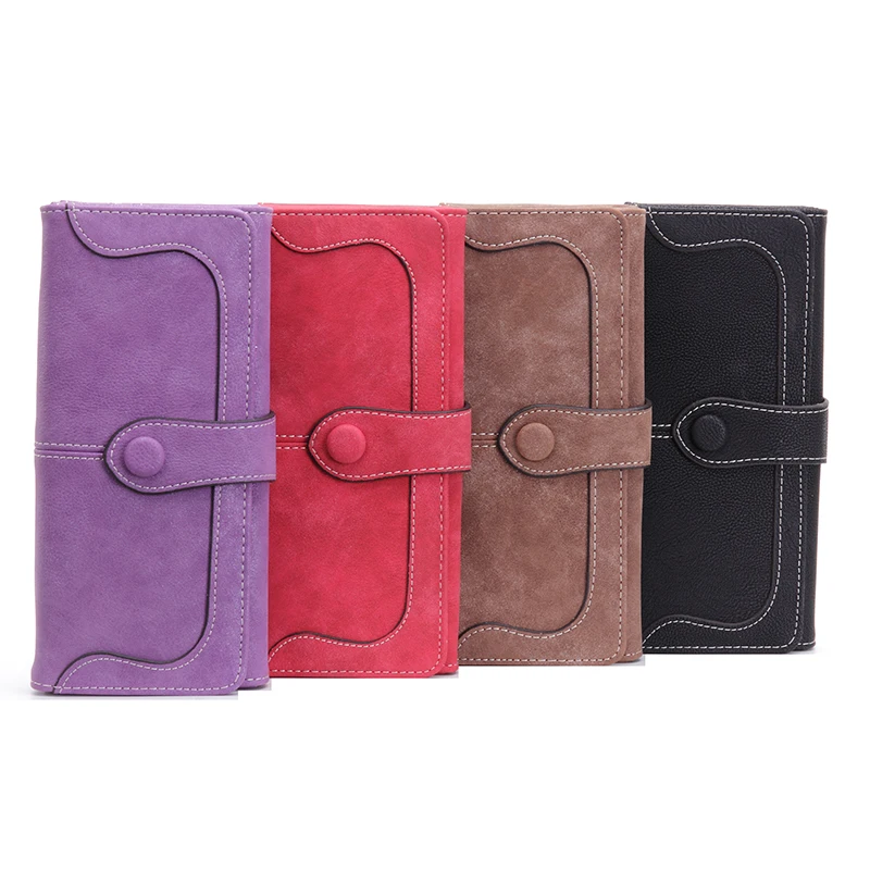

ZLON Vintage Women Genuine Leatehr Wallet Coin Case For Phone Multi-card Slots Card Wallet Frosted Long Purse Buckle Wallet Q367