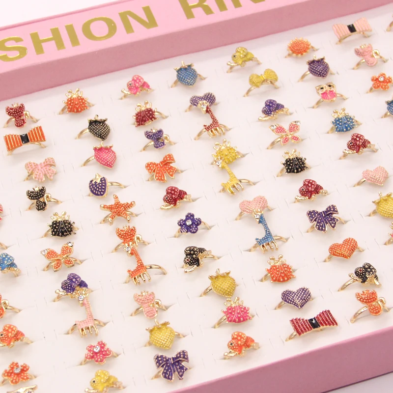 Кольца детские из металлического сплава милые Мультяшные кольца с котами бантом