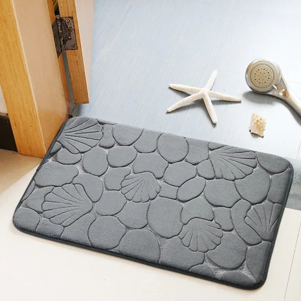 grey shells Коралловый бархатный коврик для туалета, супер впитывающий коврик для душа, мягкий коврик для ванной комнаты, Противоскользящие коврики для ванной, разные цвета - Цвет: grey shells