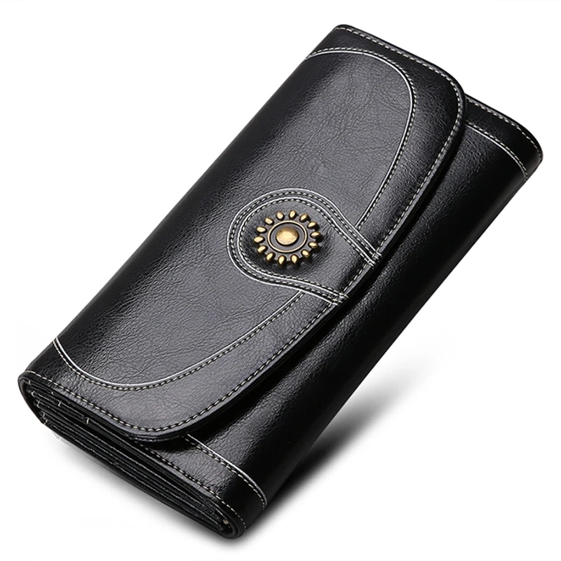 Женский кошелек из натуральной кожи длинный в ретро стиле 2019 | Багаж и сумки