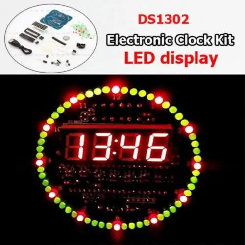 51 mcu электронные часы вращающийся светодиодный цифровой время ds1302 часы 18b20 температура
