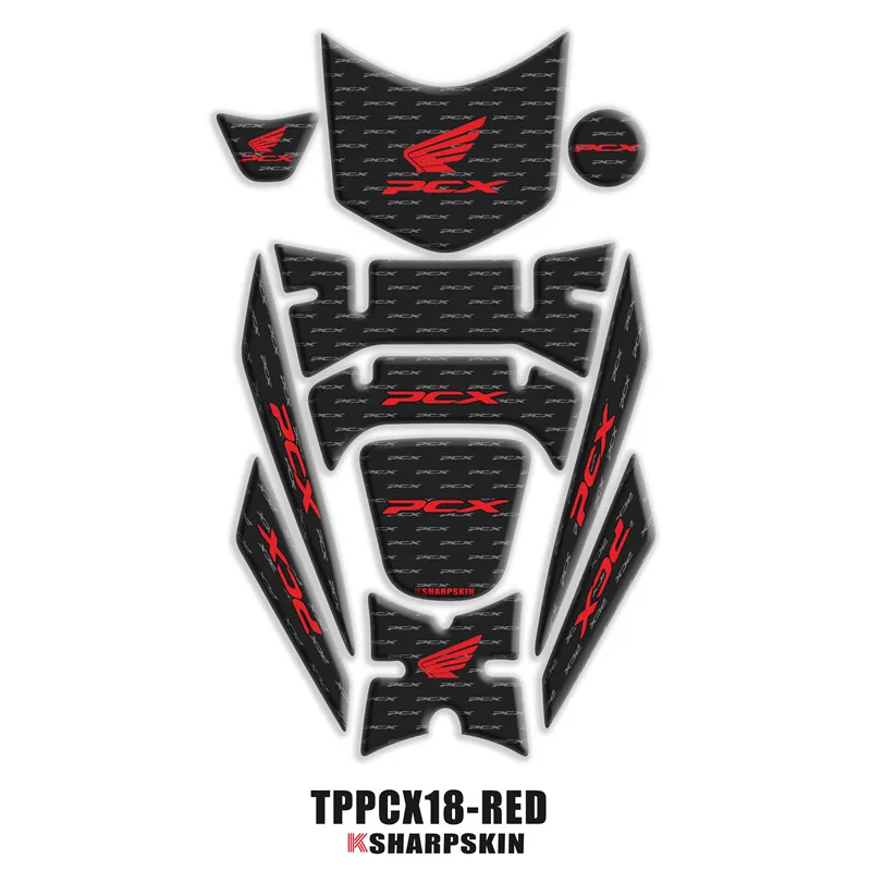 TPPCX18-RED 3D обтекатель газа кепки бак защиты стикеры Наклейка для Honda PCX 125 150 PCX125 PCX150 - Цвет: TPPCX18-RED