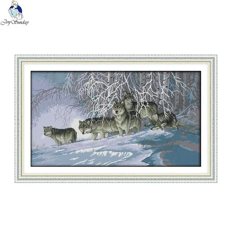 

Joy sunday the Wolves Stamped Cross stitch kits DMC Needlework Embroidery Cross-Stitch DIY Handwork Fabric 14CT and 11CT