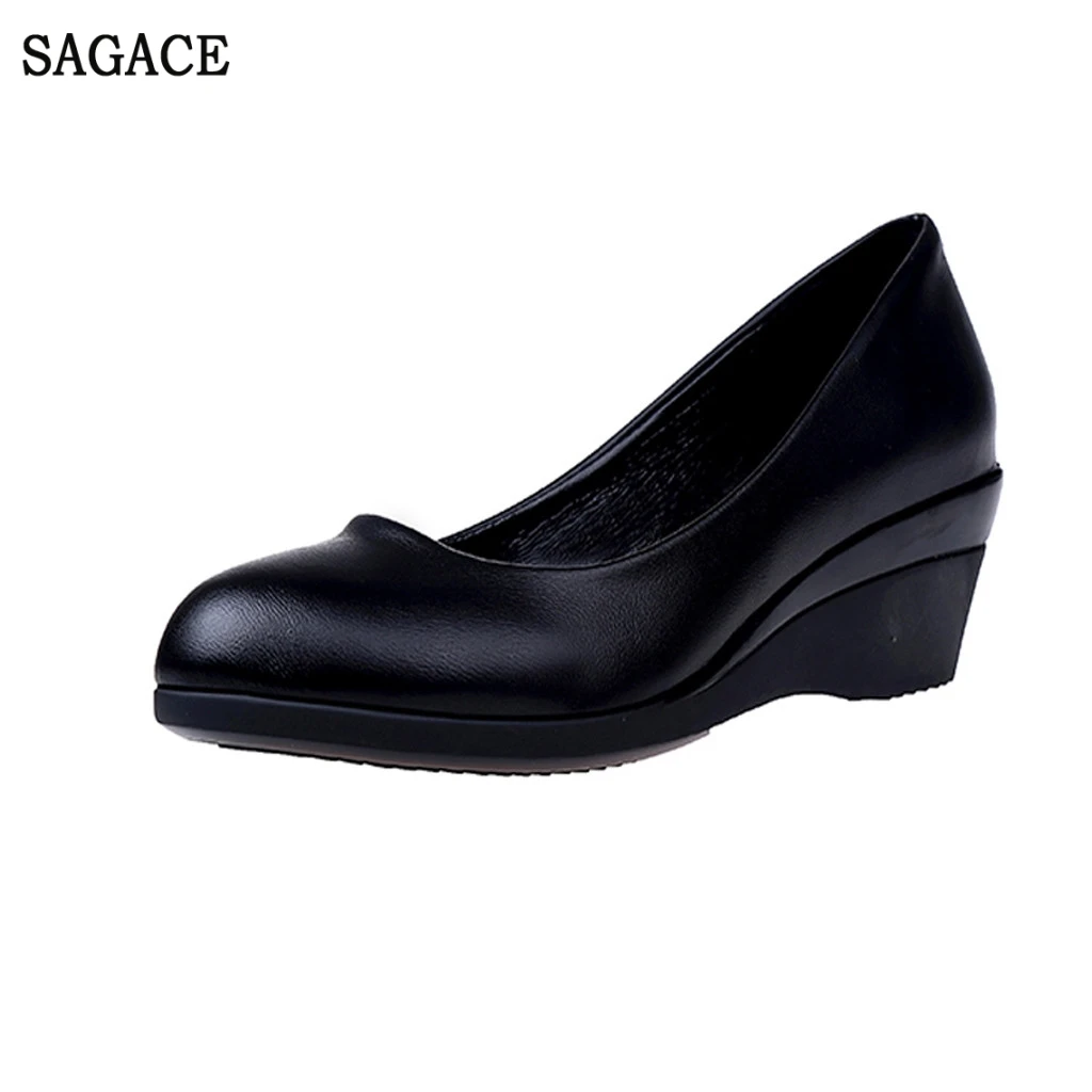 Классические черные офисные туфли кожаные женские лодочки повседневные тонкие