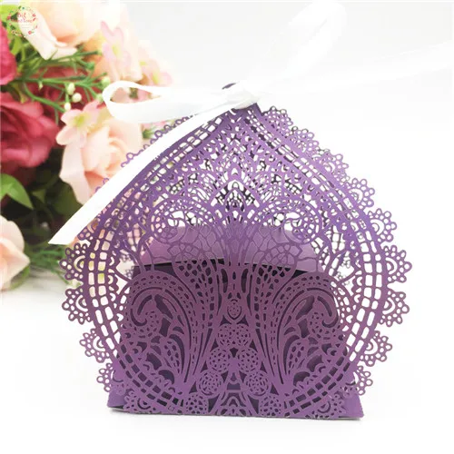 dark purple Big Heard Love, 50 шт., дизайн в форме сердца, Свадебная подарочная коробка с лазерной огранкой для конфет, вечерние принадлежности, свадебные украшения - Цвет: dark purple