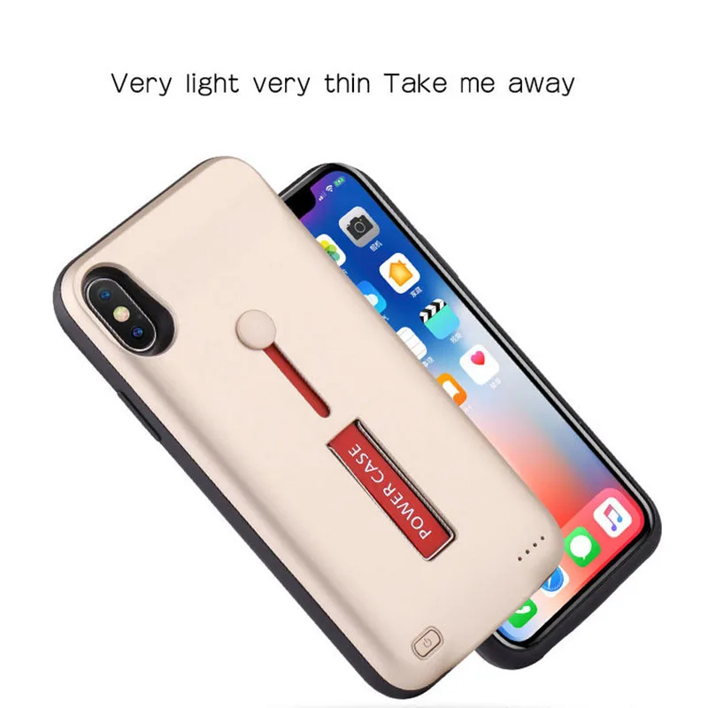 Для iPhone X XS Аккумулятор Чехол 10000 мАч емкость и кольцом держателем портативный