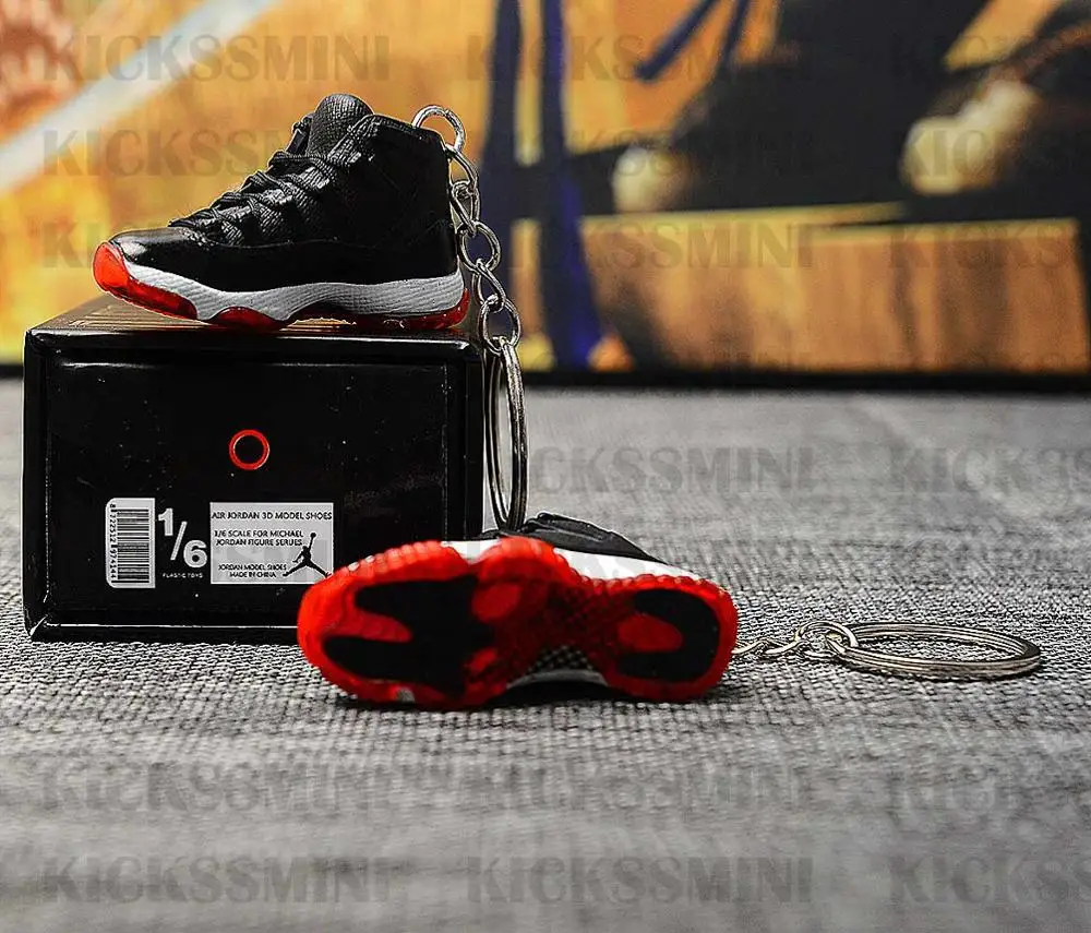 Дропшиппинг AJ 11 BRED кроссовки брелки 1/6 масштаб 3D мини-кроссовки JORDAN Брелок Кукла аксессуар