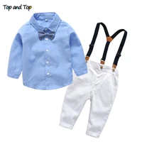 top and top boys gentleman clothing sets autumn kids formal suits long sleeve shirtsuspenders trousers casual boy clothes