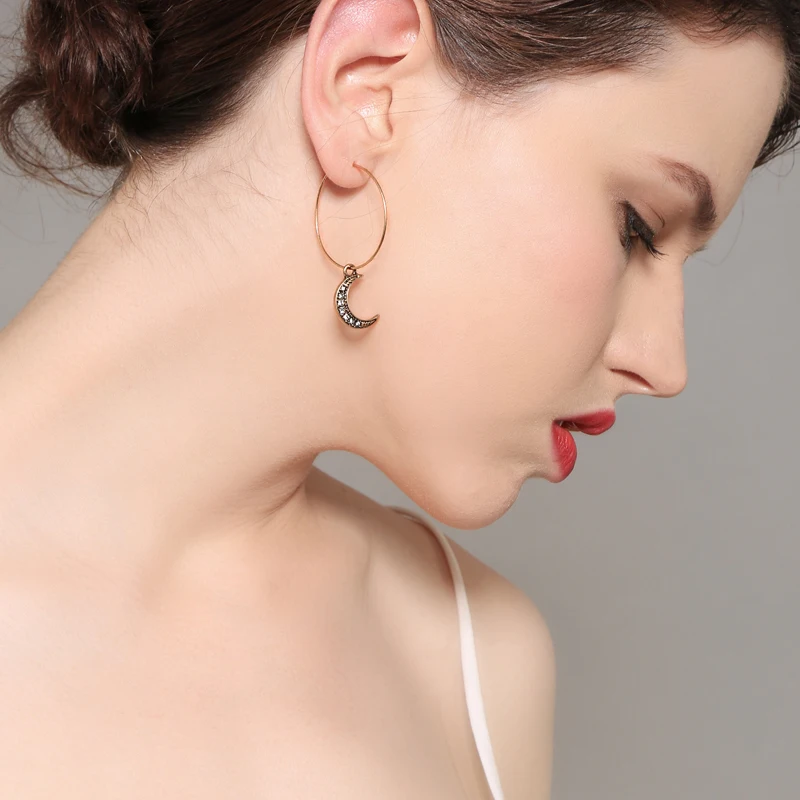 The Hottest More Choice Star Moon Semi-Round Annularity Drop Earrings Colours Rose Transparent Red Black Unique Custom Jewelry | Украшения