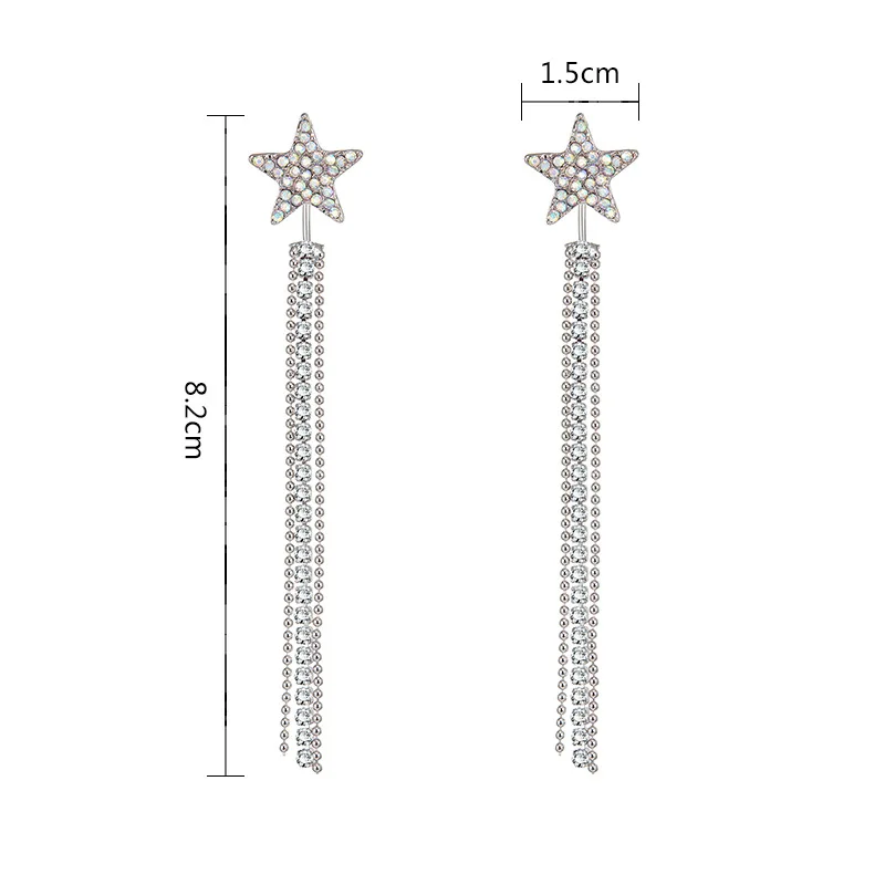 Анти-аллергия 925 Серебряная игла задняя одежда полный горный хрусталь звезда