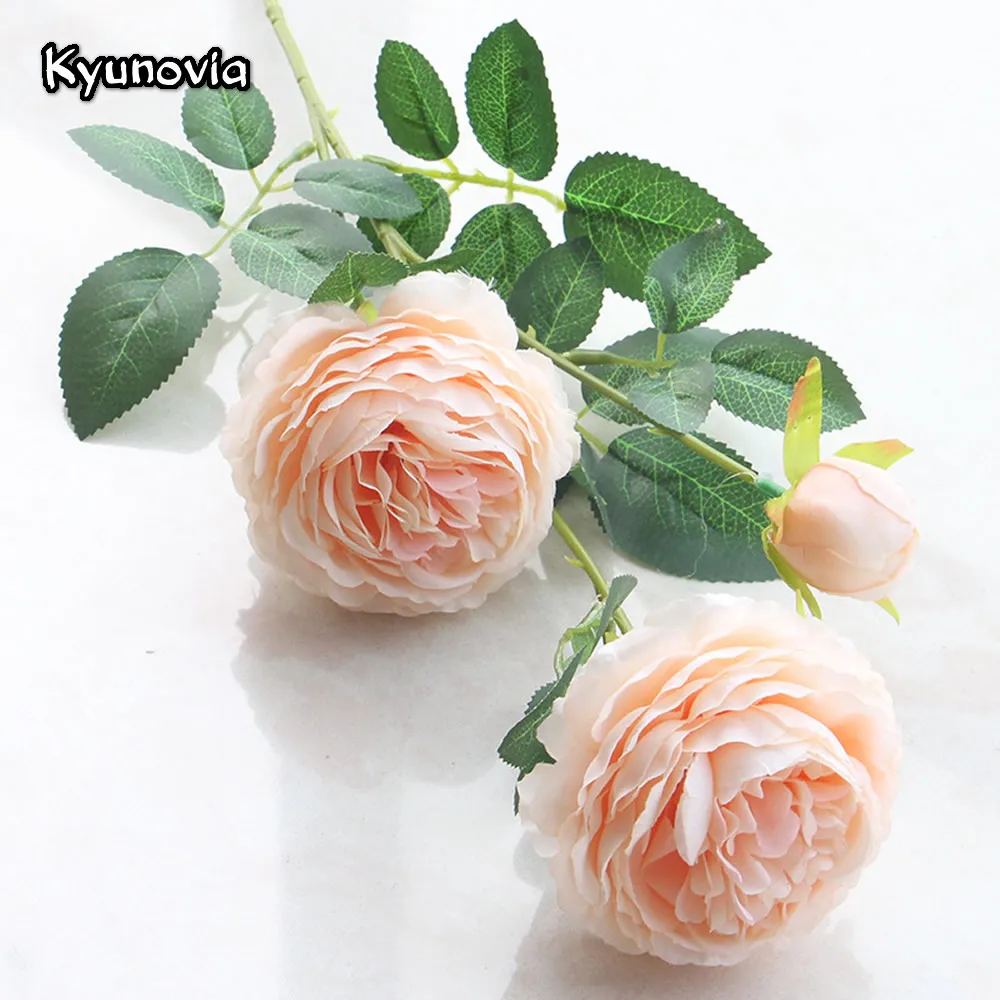 Kyunovia 65 см длинный стебель роз 5 шт./лот искусственные шелковые цветы листья 3