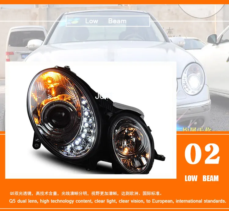 2 шт. светодиодный головной светильник s для Benz W211 2003-2009 Автомобильный светодиодный светильник s двойные ксеноновые линзы автомобильные аксессуары дневные ходовые огни противотуманный светильник