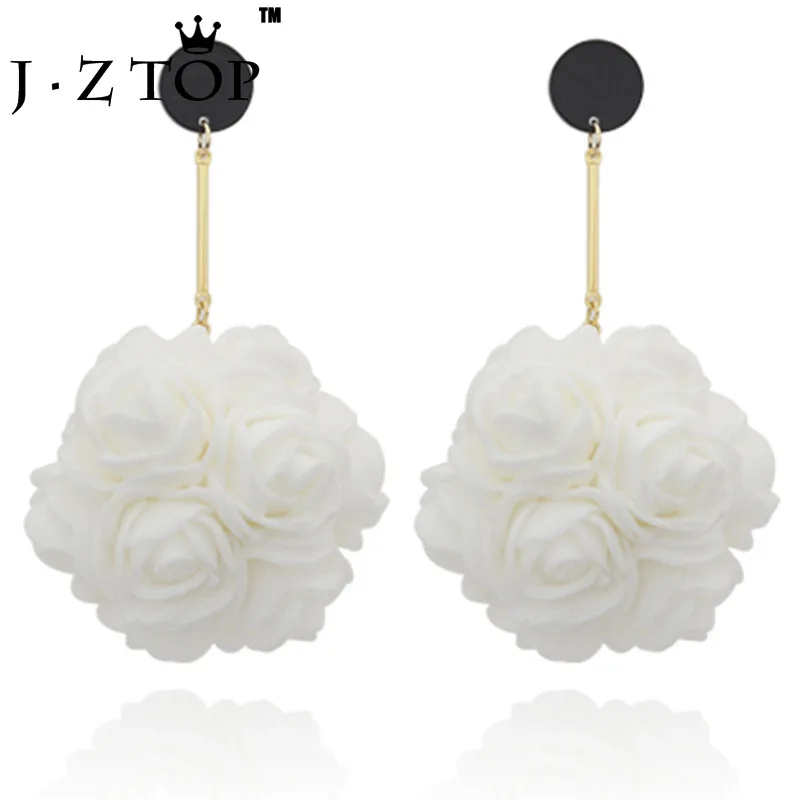 JZTOP преувеличенные цветочные серьги стереоскопические губки розы большие
