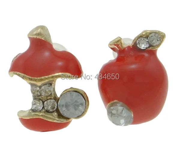 Fashion Jewelry Asymmetric Women Earrings Zinc Alloy Apple gold color plated nickel 10x13mm 7x13mm 12Pairs/Lot Sold By Lot | Украшения и
