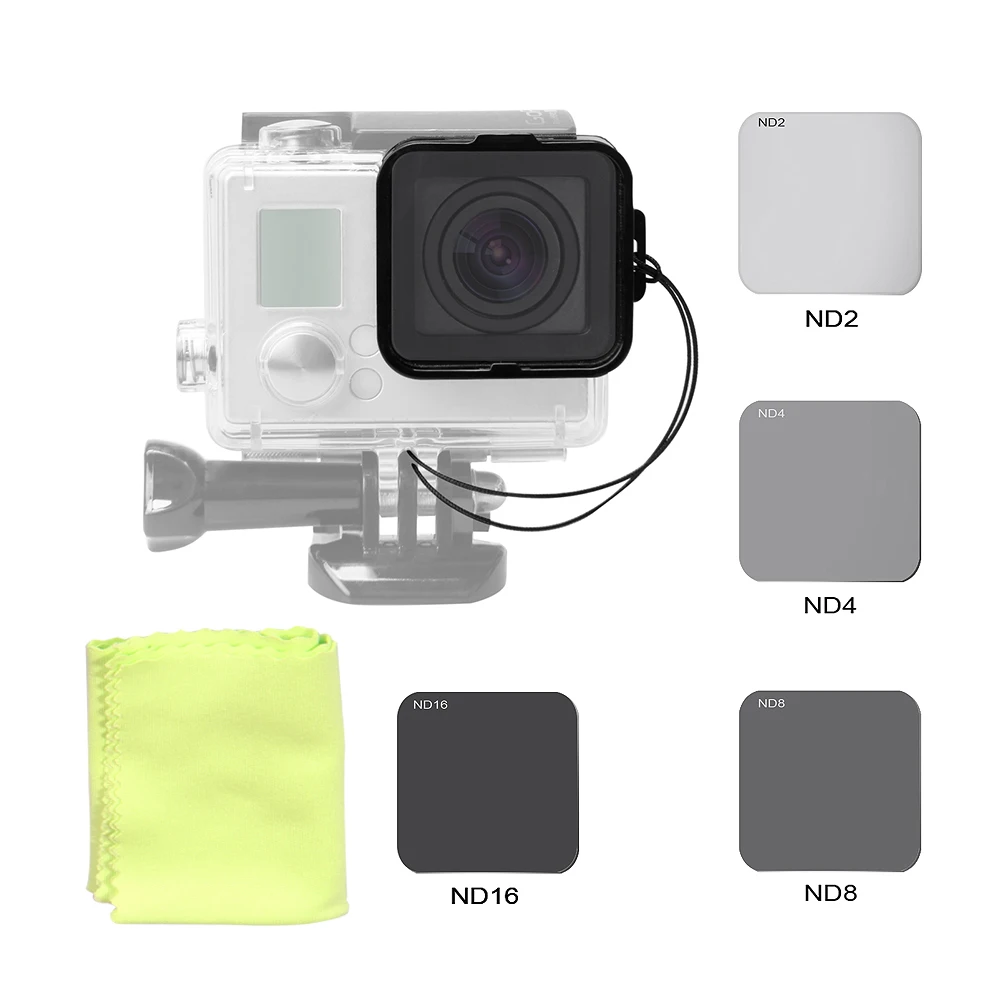 Квадратный фильтр для объектива Andoer ND2/ND4/ND8/ND16 Фильтр защитный камеры GoPro Hero 4 3 + с