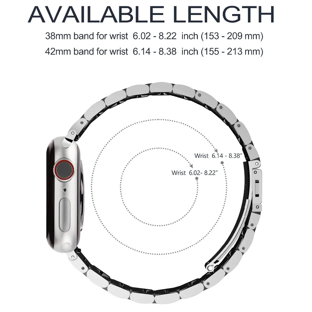 Ремешок из нержавеющей стали для Apple Watch 38 мм 42 40 44 металлический браслет с
