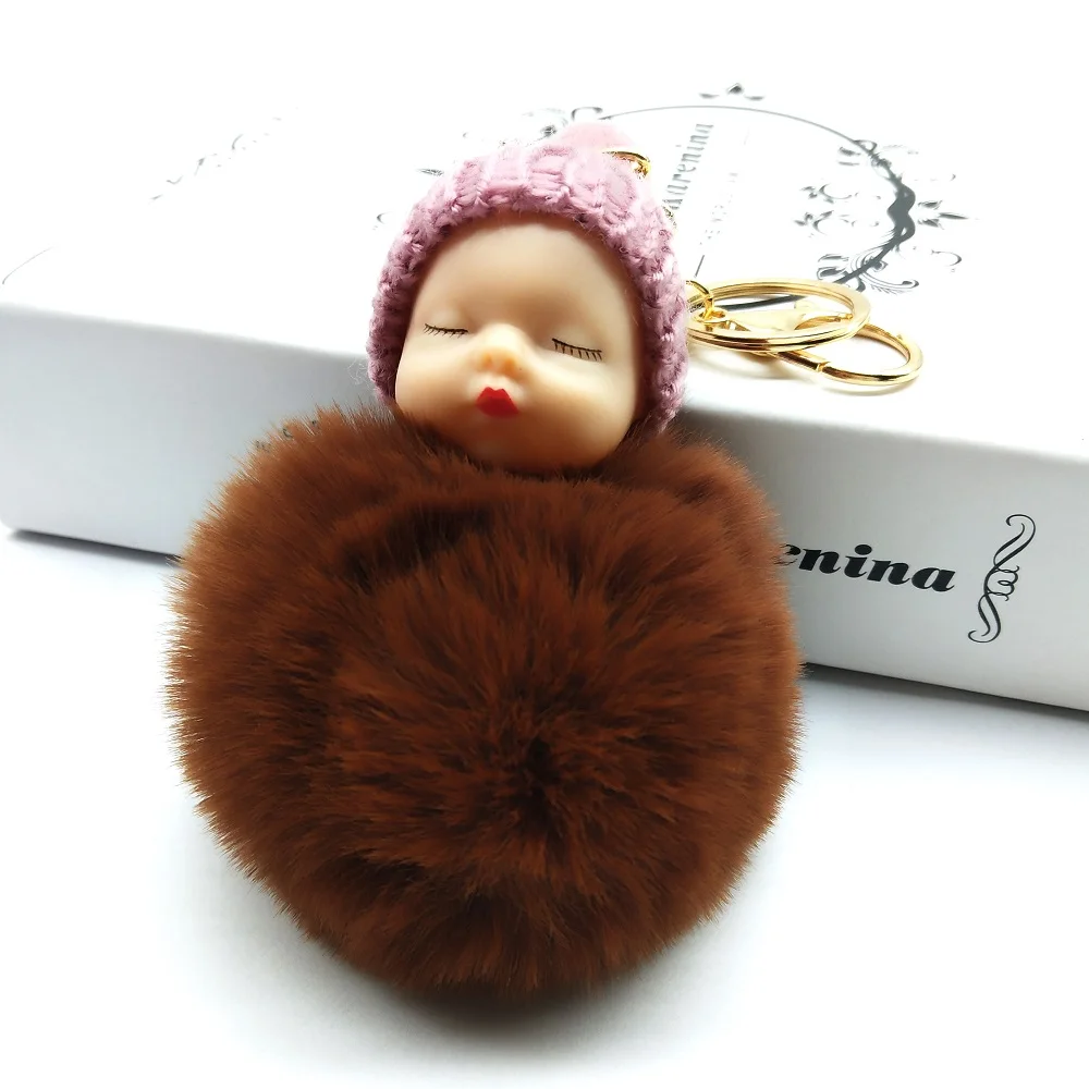 deep brown Искусственный кроличий мех мяч домашний ключ помпон крючки Pom ключ "помпон" спальный ребенок сумка с украшением крючки держатель ключа сумка кулон ювелирные изделия - Цвет: deep brown