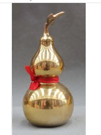 Copper Brass CHINESE crafts decoration 7&quot China Gold calabash cucurbit gourd Statue the Eight Diagrams stamp | Дом и сад