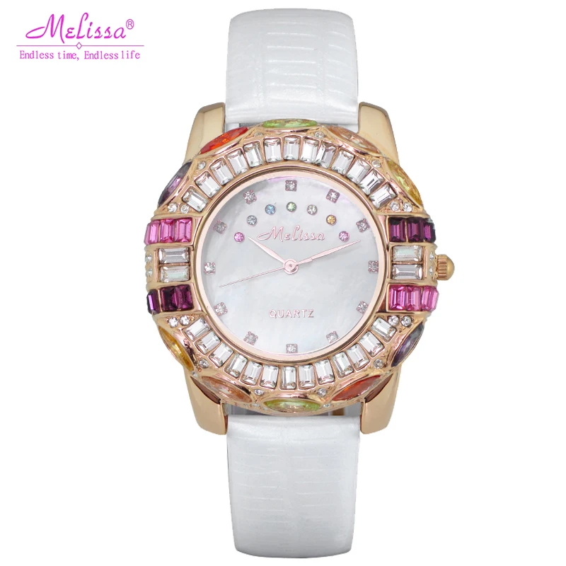 Роскошные женские наручные часы Melissa со стразами и кристаллами модные браслет
