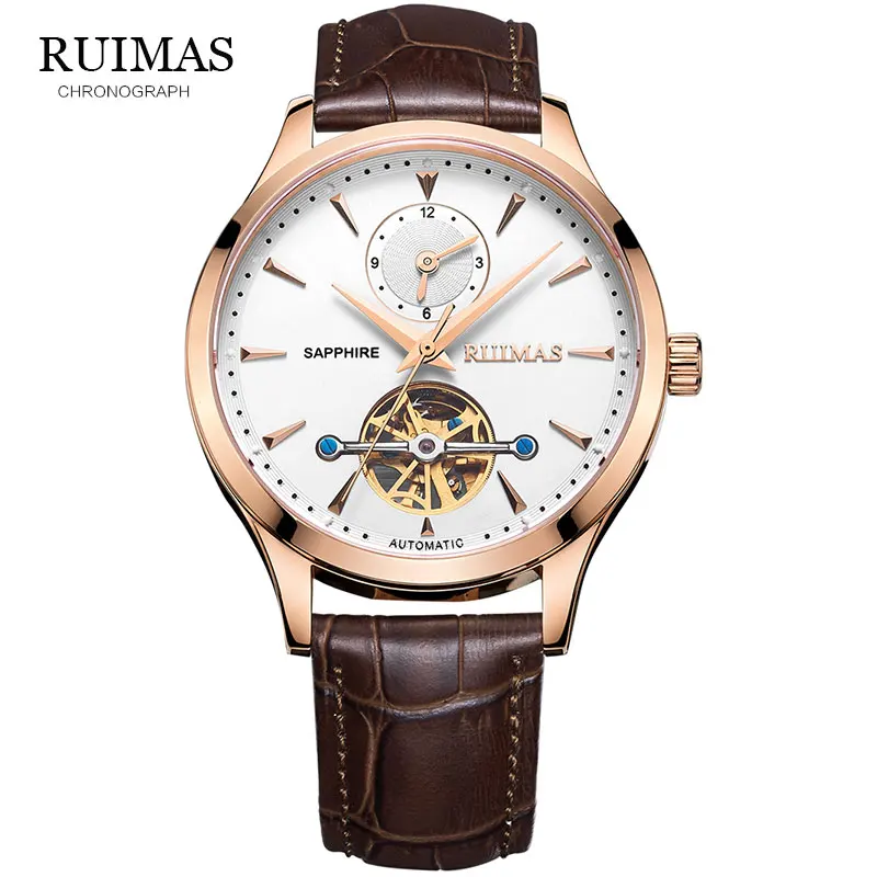 Механические часы RUIMAS Skeleton Tourbillon мужские автоматические Классические наручные