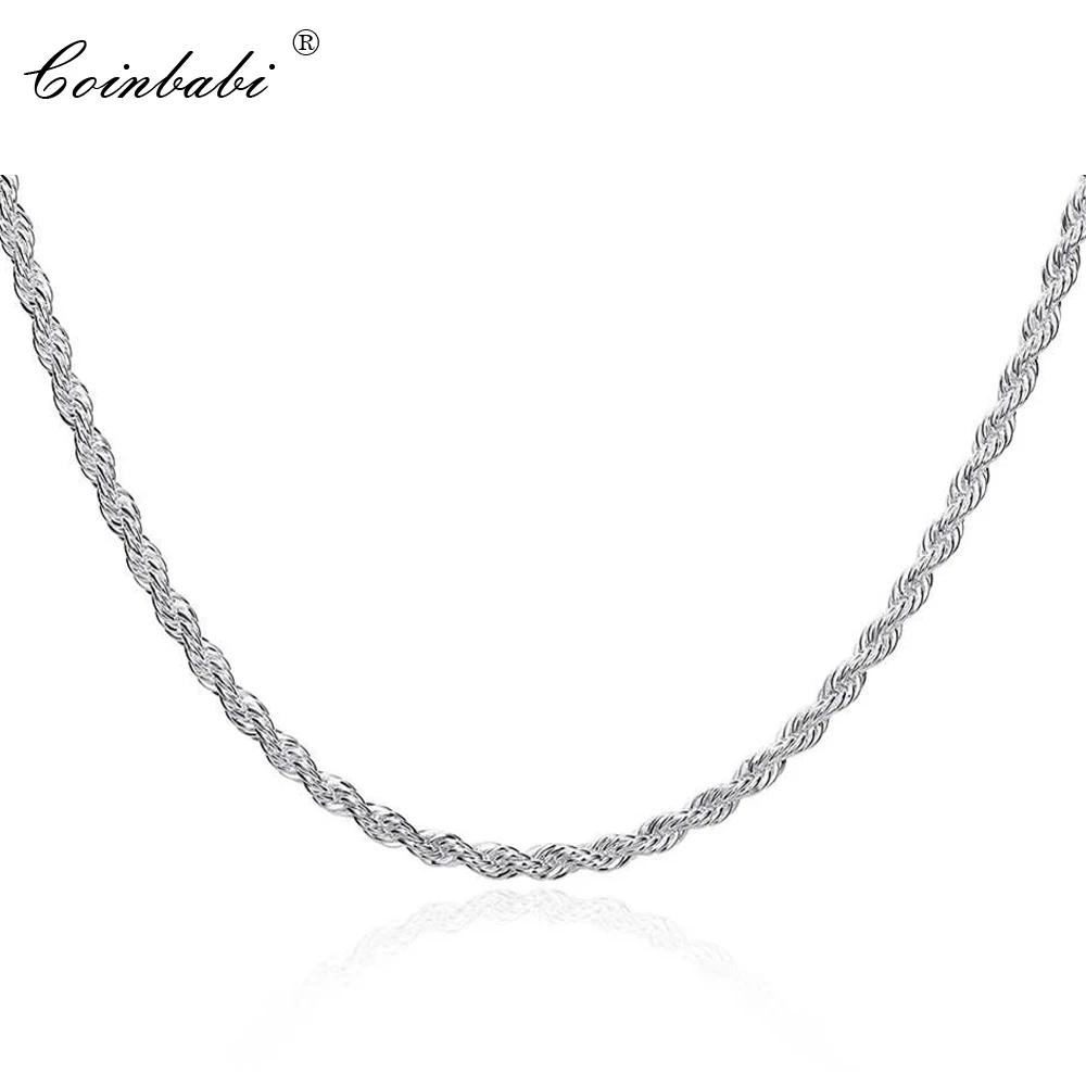 

Ожерелье из серебра 925 пробы, мужское и женское, 3 мм