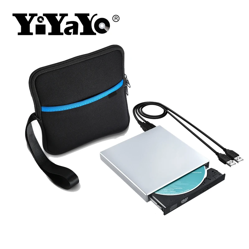 YiYaYo USB 2,0 Внешний оптический dvd привод CD/DVD-ROM плеер CD RW ГОРЕЛКА записывающее устройство Портативный для ноутбука компьютер+ сумка для привода