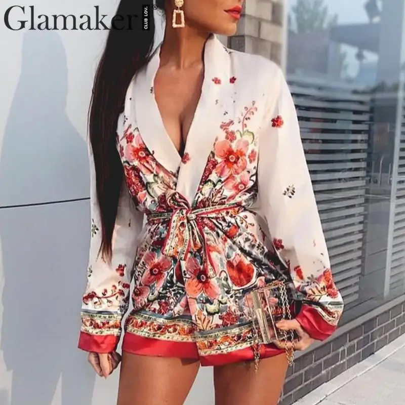 Женская блузка-кимоно Glamaker летняя блузка с длинным рукавом и поясом на шнурках |