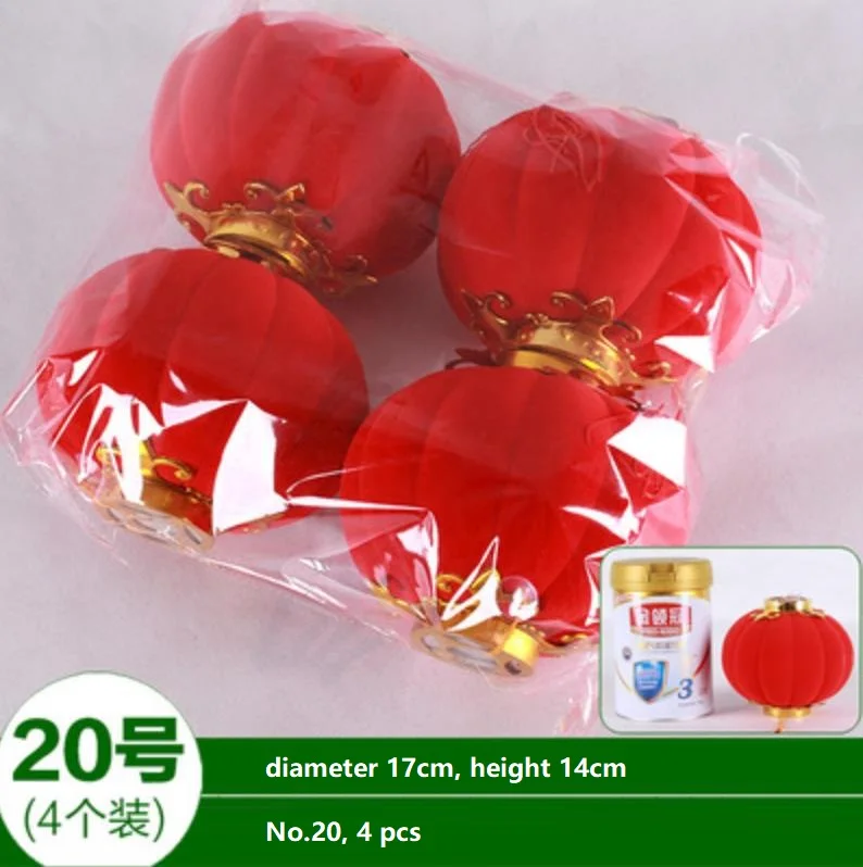 No.20 4pcs 1 упаковка красный фонарь Флокирование Декор подвесной балкон открытый китайский новогодний Весенний фестиваль Свадебные Поставки орнамент - Цвет: No.20 4pcs