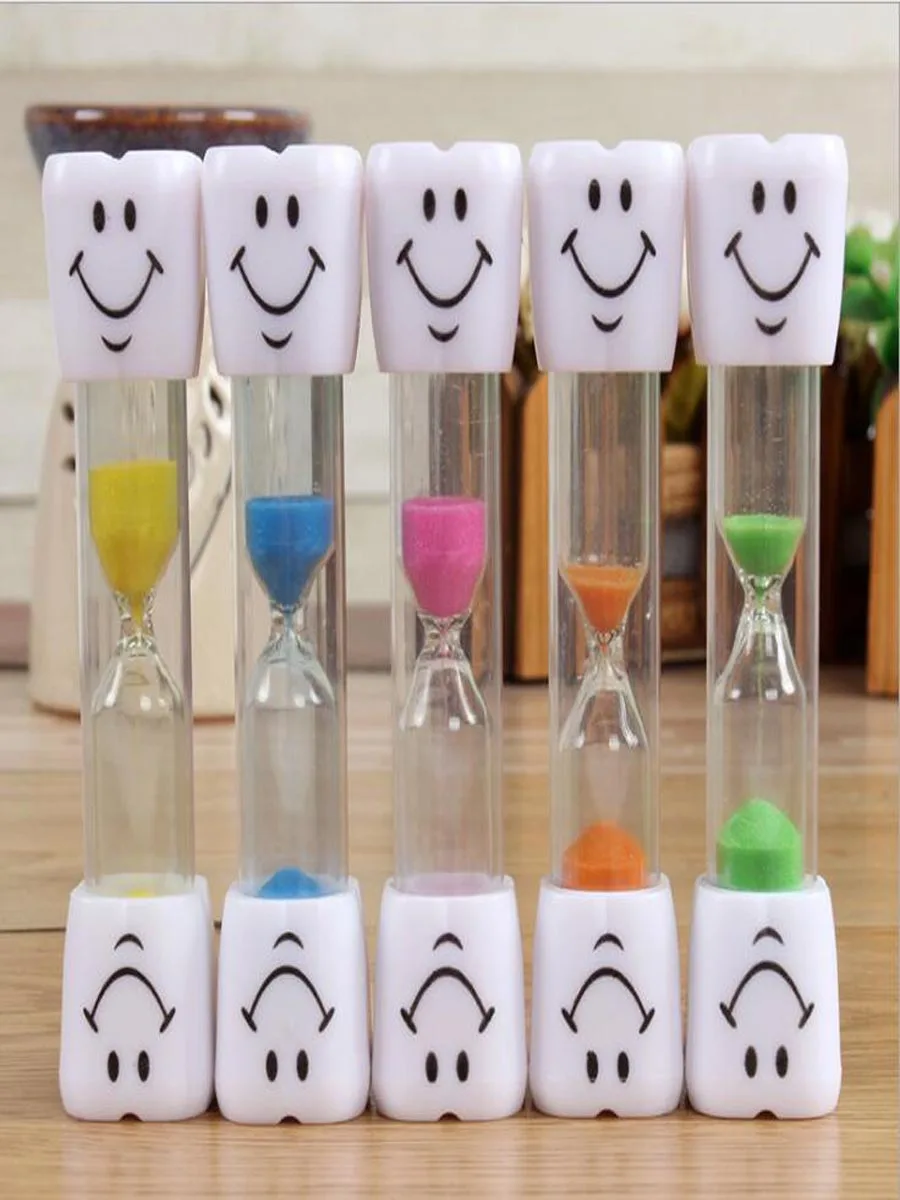 five color a set 3 минуты улыбающееся лицо песок таймер декоративные предметы домашнего обихода дети таймер для зубной щетки песочные часы подарки - Цвет: five color a set