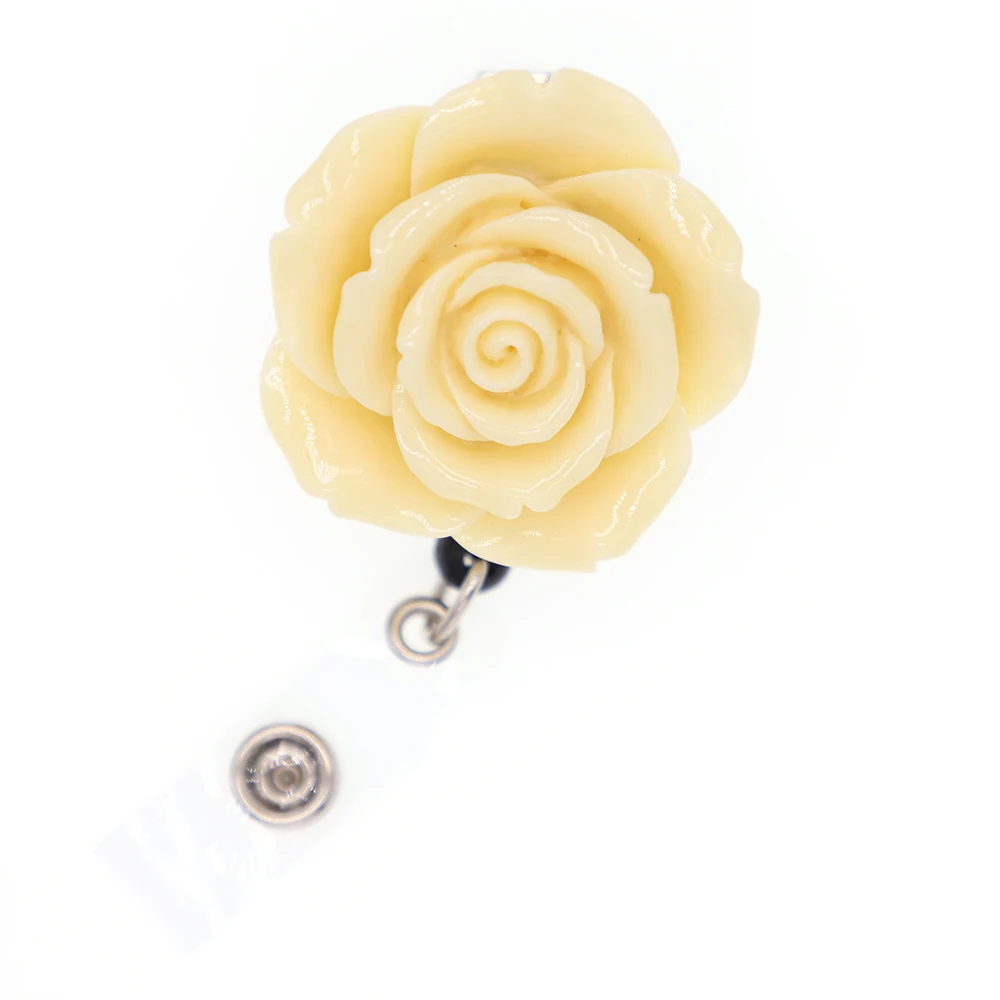 50pcs/45mm Multiple Color Rose Flower Resin Retractable RN ID Badge Holder Student Reel Name Clip | Украшения и аксессуары