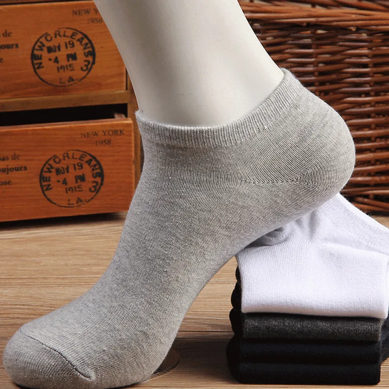 

New 4 Color Solid Cotton Men Invisible Low Cut Cotton Non-Slip Loafer No Show Socks