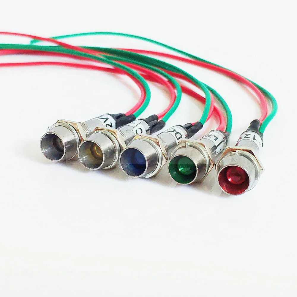 LED 8 мм металлический индикатор светильник s с подводящего провода питания