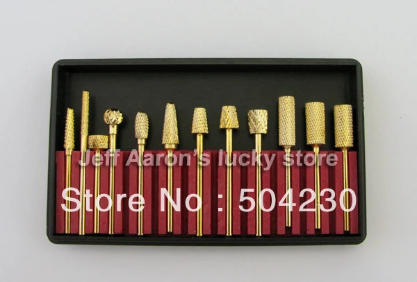 12 шт. профессиональные сверла для ногтей с золотым покрытием набор сверл
