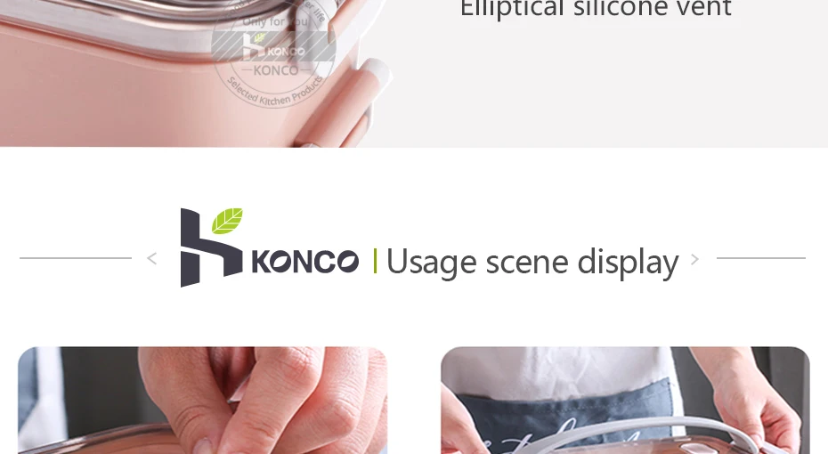 Konco 304 изолированный Ланч-бокс из нержавеющей стали, термо-бокс для бэнто, лоток для фаст-фуда с крышкой, Герметичный портативный контейнер для еды