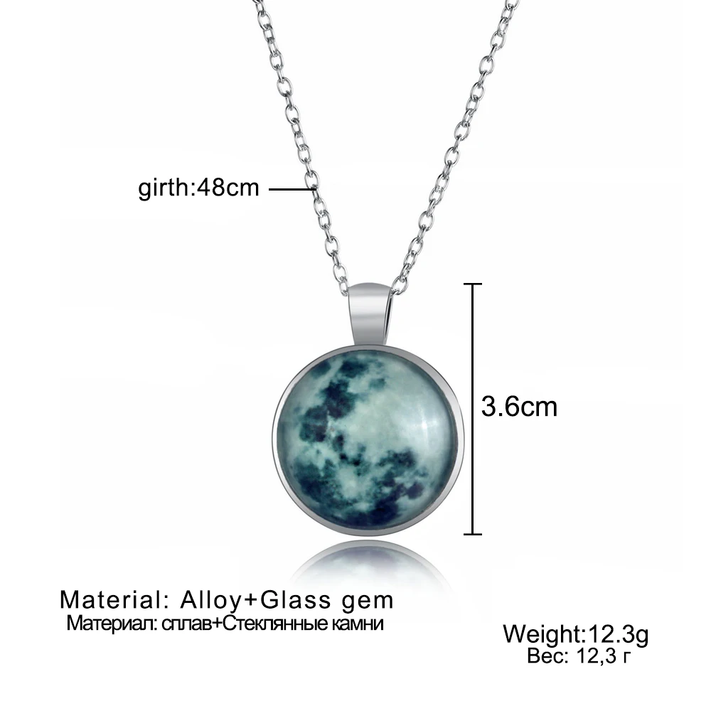 Модное серебряное ожерелье с Луной 25 мм Galaxy Planet Glass круглая подвеска