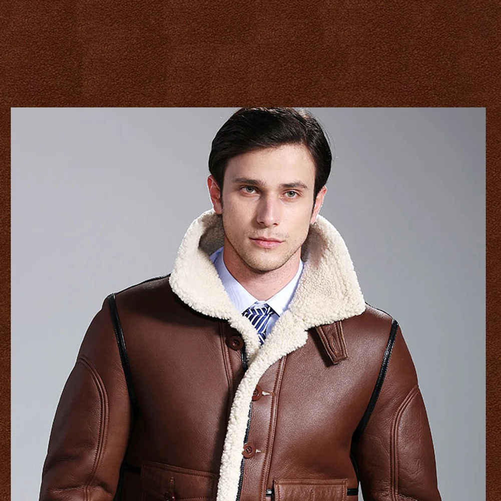 Мужская куртка B3 Flight Shearling зимняя теплая мужское короткое пальто|Мужские кожаные