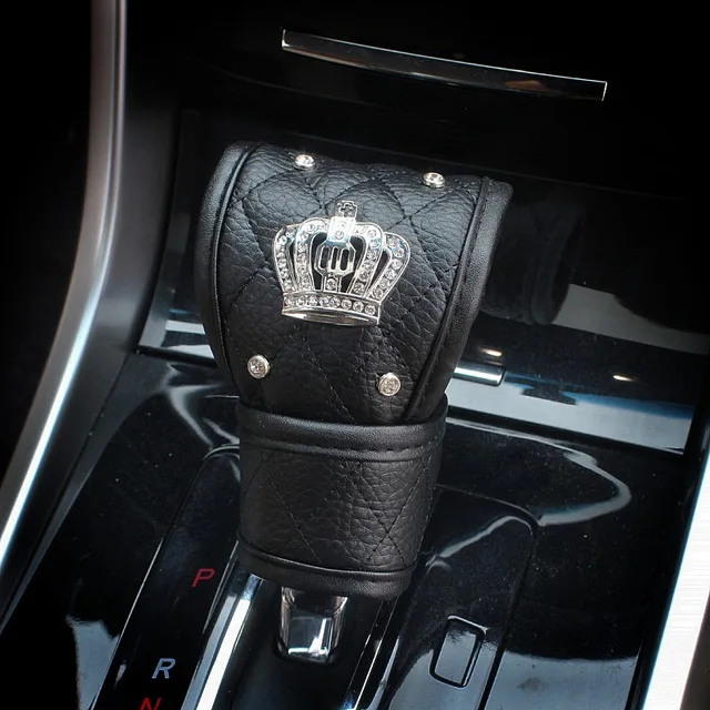 shift knob cover Универсальный из искусственной кожи чехол рулевого колеса автомобиля bling rhinestone Кристалл руль чехлы набор с хрустальной короной аксессуары - Название цвета: shift knob cover
