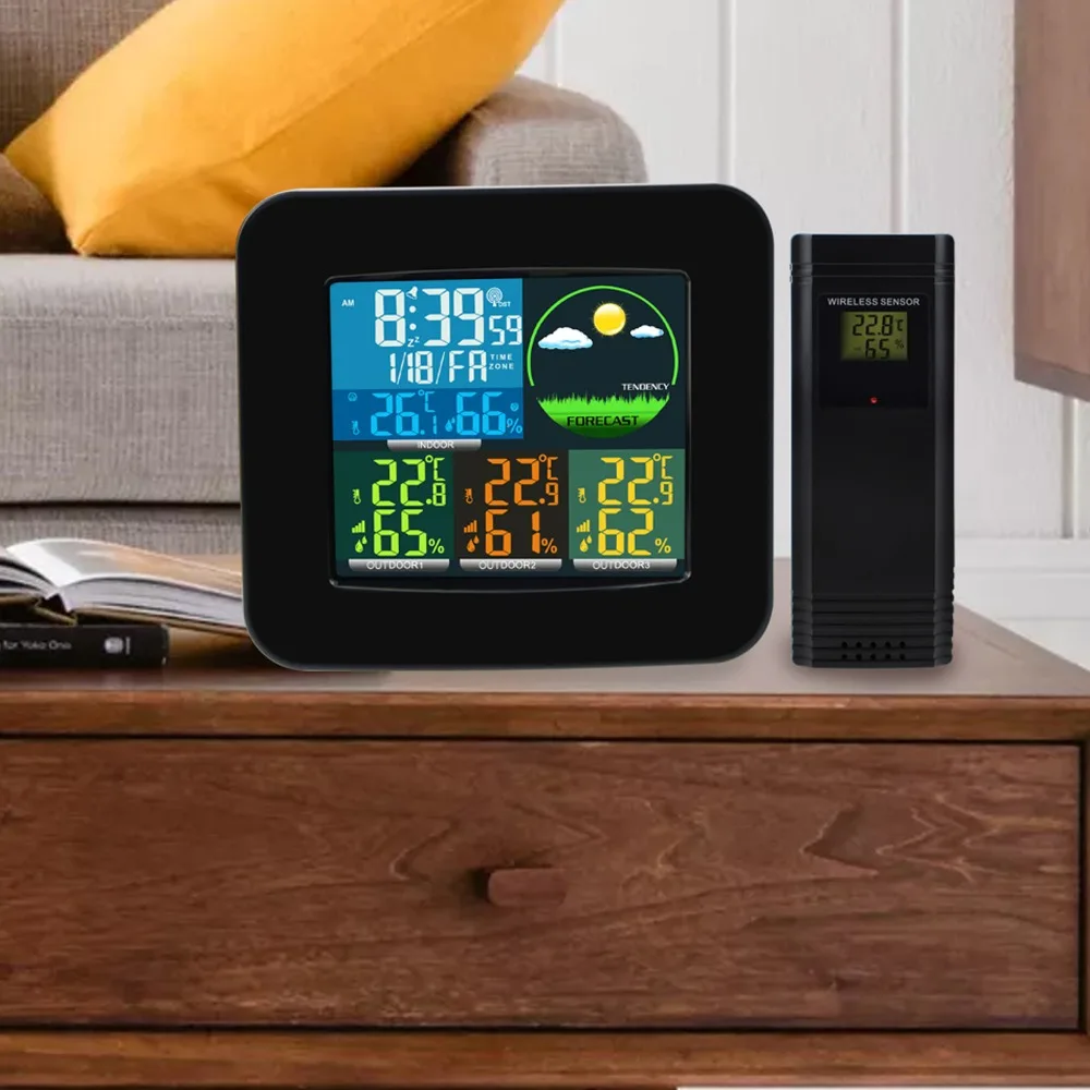 Цифровая метеостанция MSF DCF RCC 3 Беспроводной сенсор для дома и улицы цветной