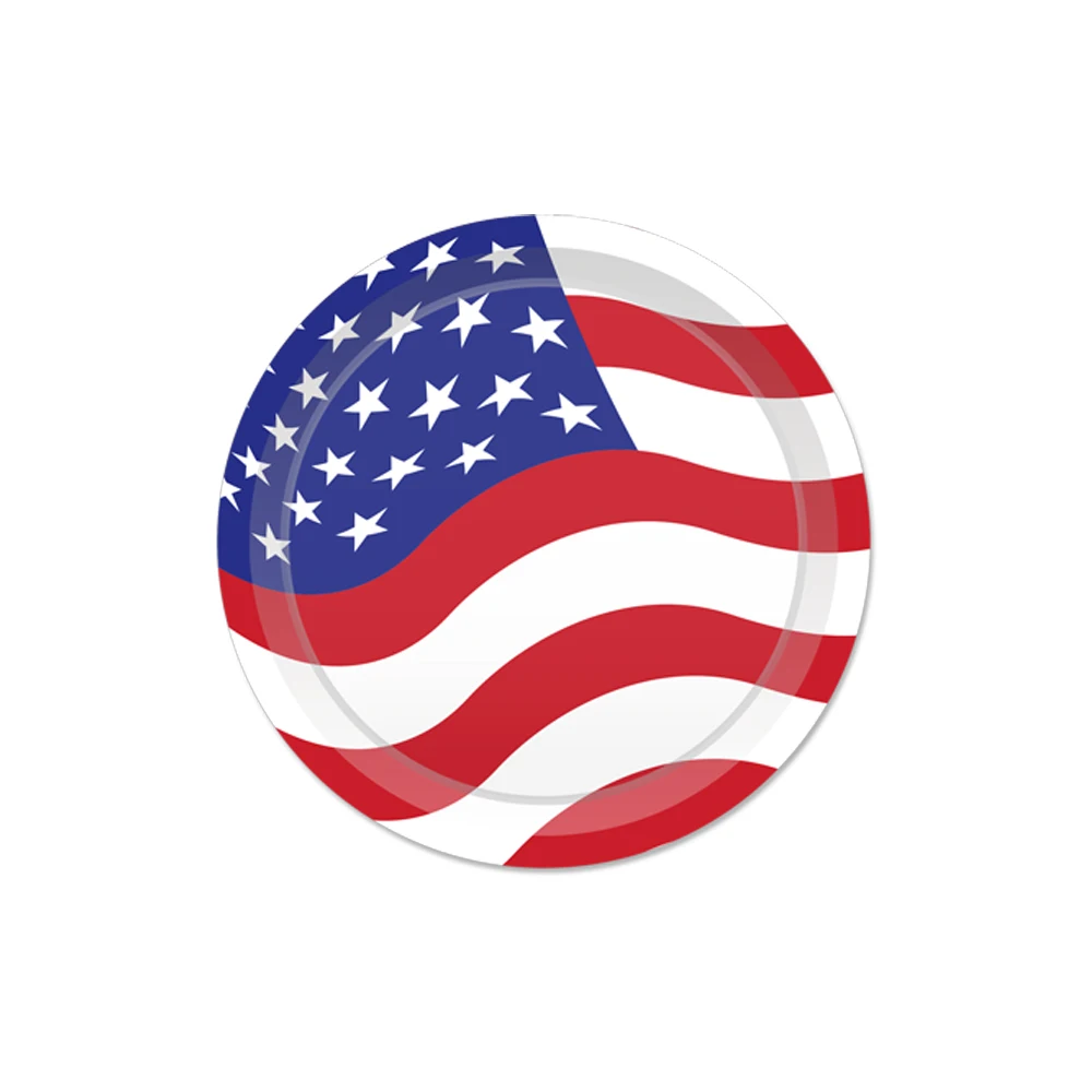 24pcs July 4th American National Day Party Decorations Disposable Plates Tableware United State Flag Supplies | Дом и сад