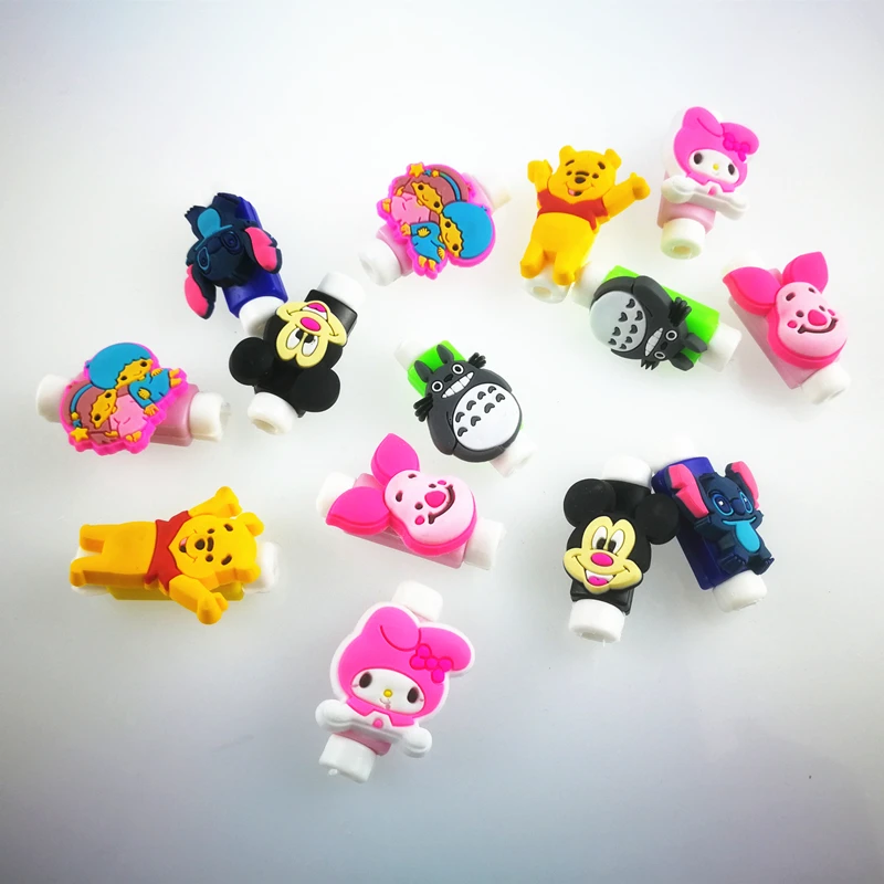 2 шт. большой размер мультфильм кабель Защитная крышка силиконовые рис