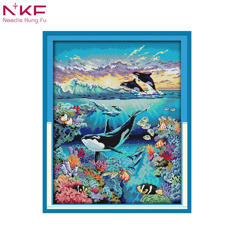 NKF Дельфин подводный мир Счетный крест узоры dmc Наборы для вышивания продажа