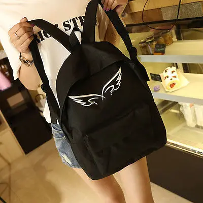 Винтажный холщовый рюкзак с крыльями пары унисекс школьная сумка через плечо для