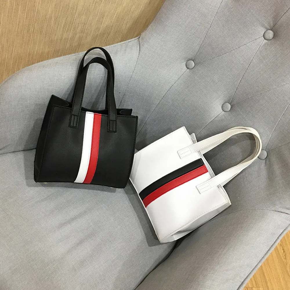 2018 Woman Tote Casual Bags Crossbody Bag Stripe Leather Handbag Shoulder handbags women famous brands bags | Багаж и сумки