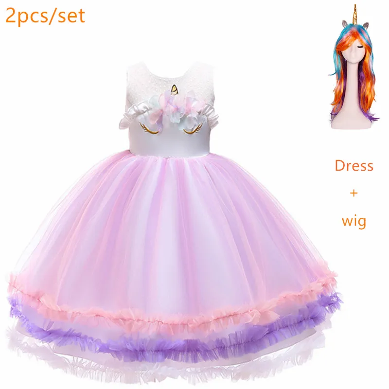 Flower Girls cosplay Unicorn Dress Children's day Princess Birthday Party Children Kids Carnival Costume | Тематическая одежда