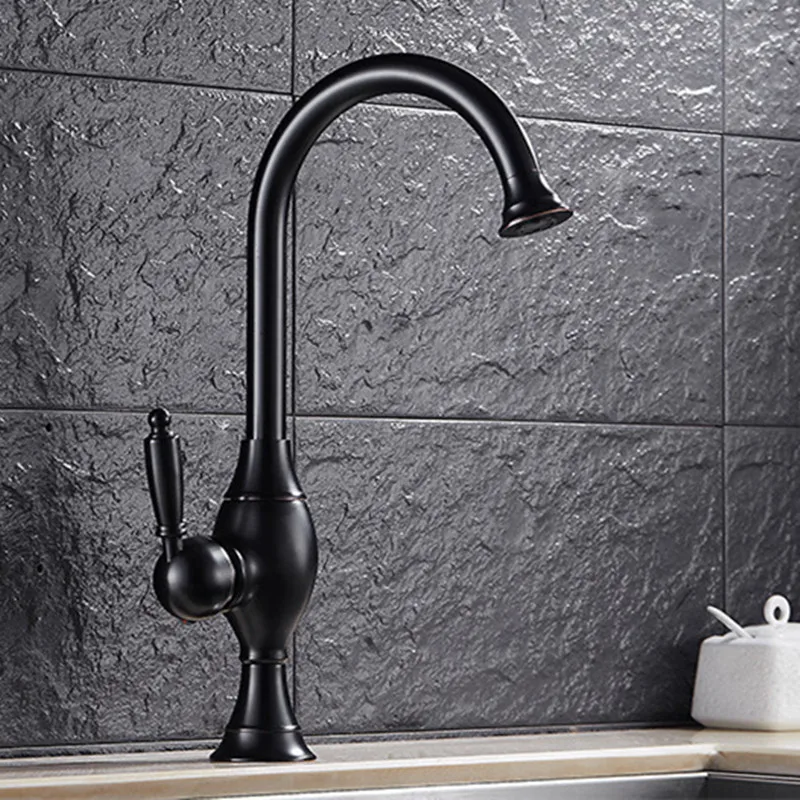 

Free shipping Creativity black kitchen mixer tap with deck mounted brass kitchen sink tap of blackened kitchen sink water tap