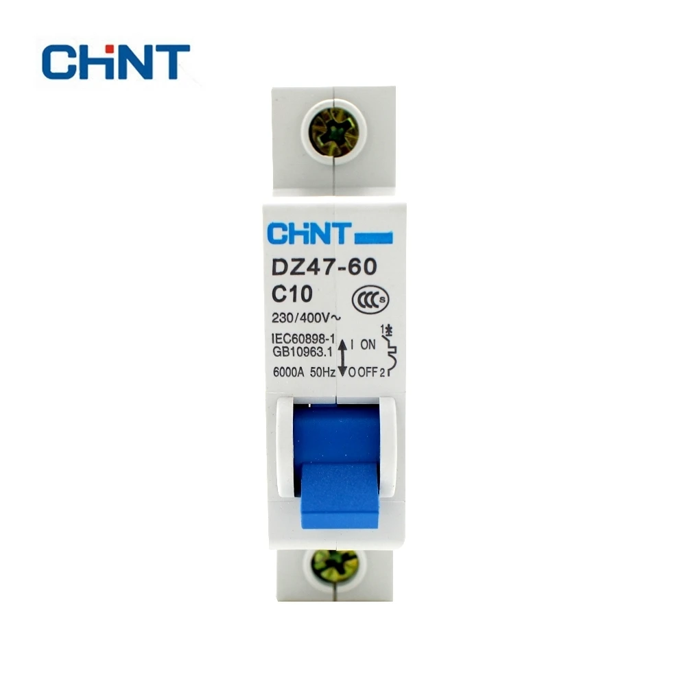 

CHINT DZ47-60 C10 AC230/400V 1P 10A Rated Current 1 Pole Miniature Circuit Breaker