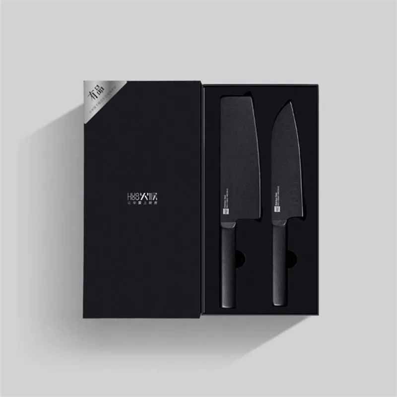 Black Huohou классный черный кухонный антипригарный нож из нержавеющей стали набор ножей 307 мм Нож для нарезки+ 298 мм Нож для шеф-повара от xiaomi Youpin - Цвет: Black