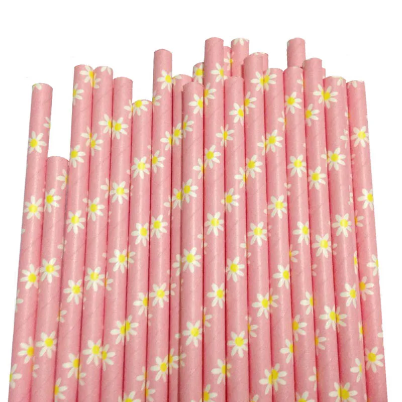 Бесплатная доставка 100 шт. дейзи цветы Бумажные Соломинки Банкетный Питьевой
