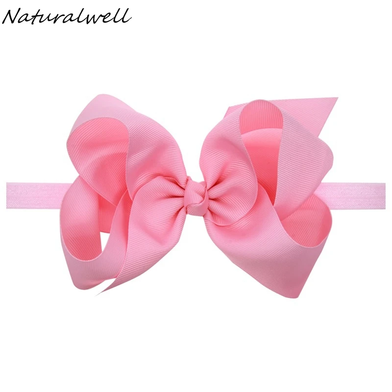 Naturalwell Baby Girls Big Bow Turbante Headbands Hair Accessories Kids Ribbon Headband Elastic Bands Bows HB145 | Детская одежда и