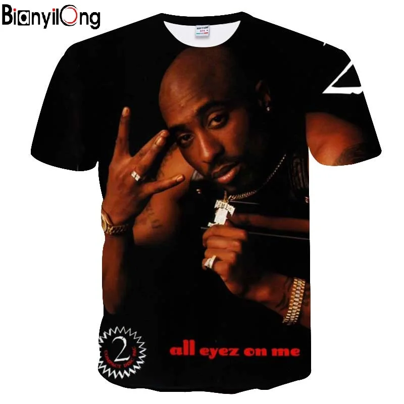 Женская/мужская футболка в стиле Харадзюку Tupac 2pac с 3d принтом топы хип хоп Прямая